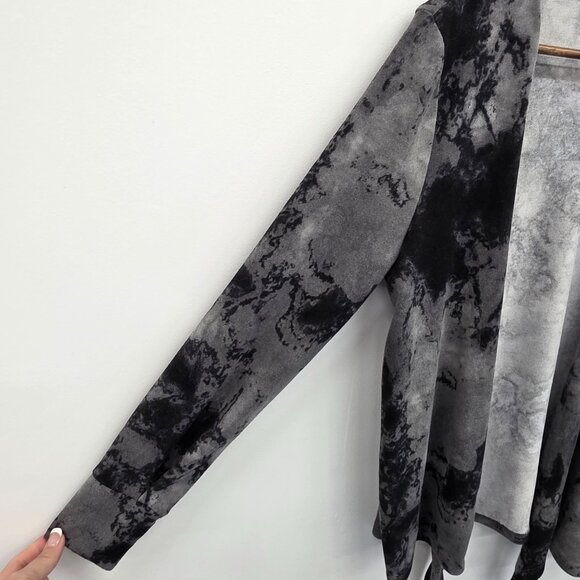 Colleen Lopez Women Open Front Tie Dye Long Sleeve Cardigan Sweater Black Gray M - Picture 7 of 15